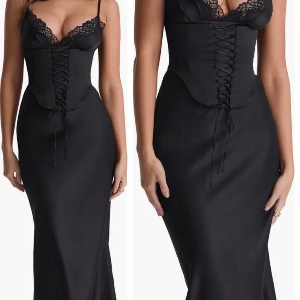 HOUSE OF CB 'Salma' Black Satin Slip Dress NWOT - Picture 4 of 9